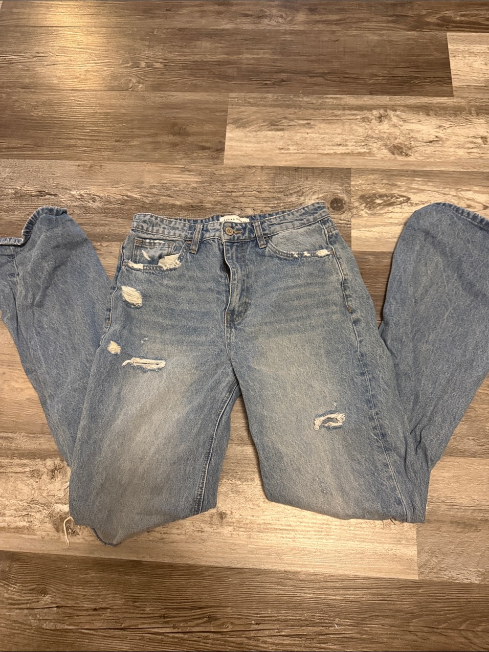 Flying Monkey Light Blue High-Rise Distressed Jeans